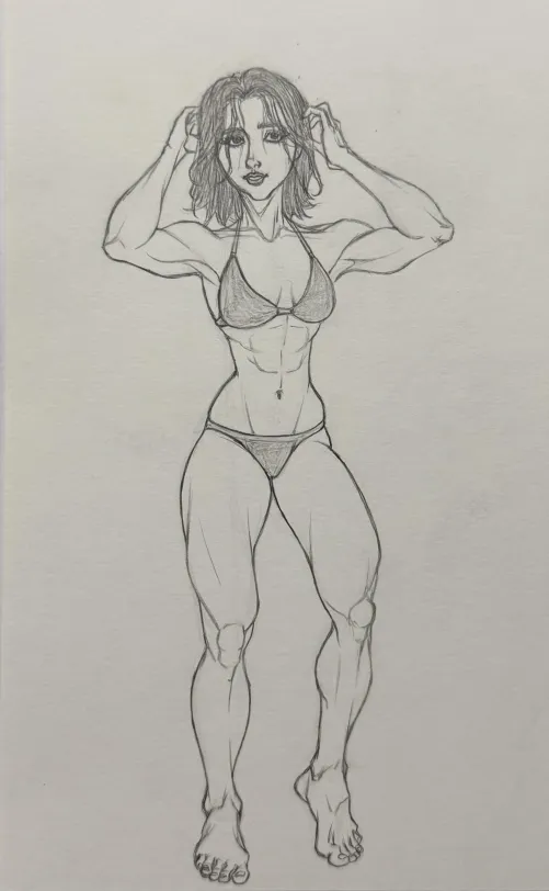 Muscular Girl Sketch