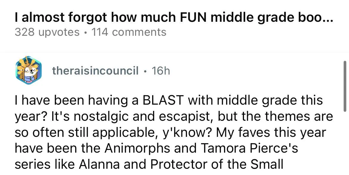 Forget adults reading YA, REAL readers read middle grade books