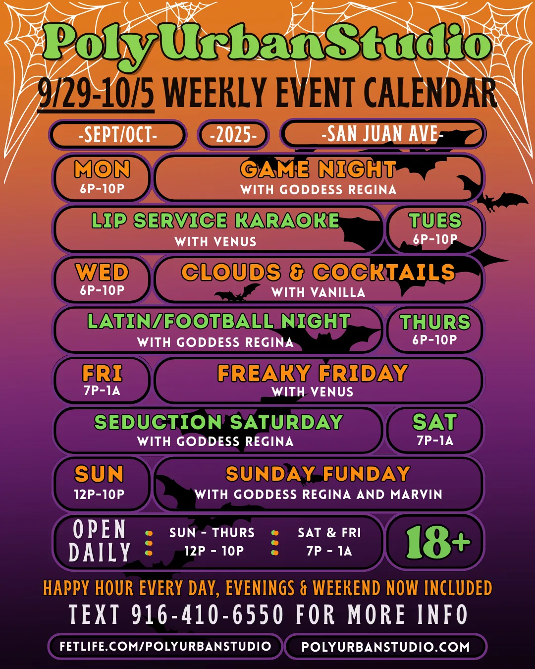 9/29 - 10/5 Weekly Event Calendar