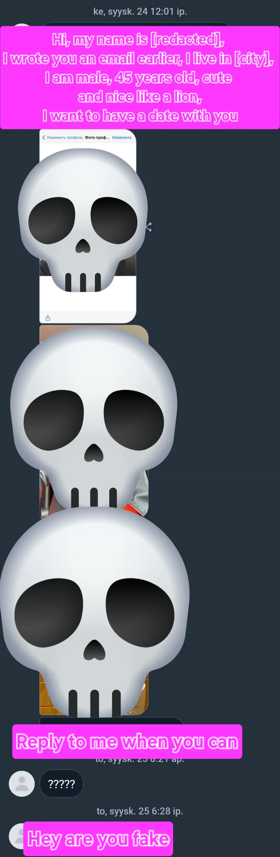 Of course I'm fake if I don't reply to you in 24 hours!