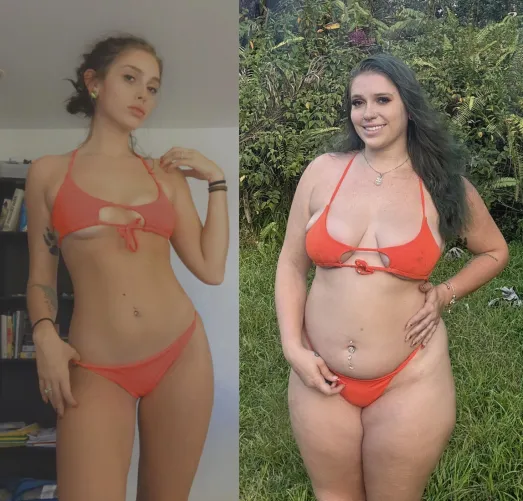 Of course we needed a festive fall bikini before and after 🥹🧡🍂✨