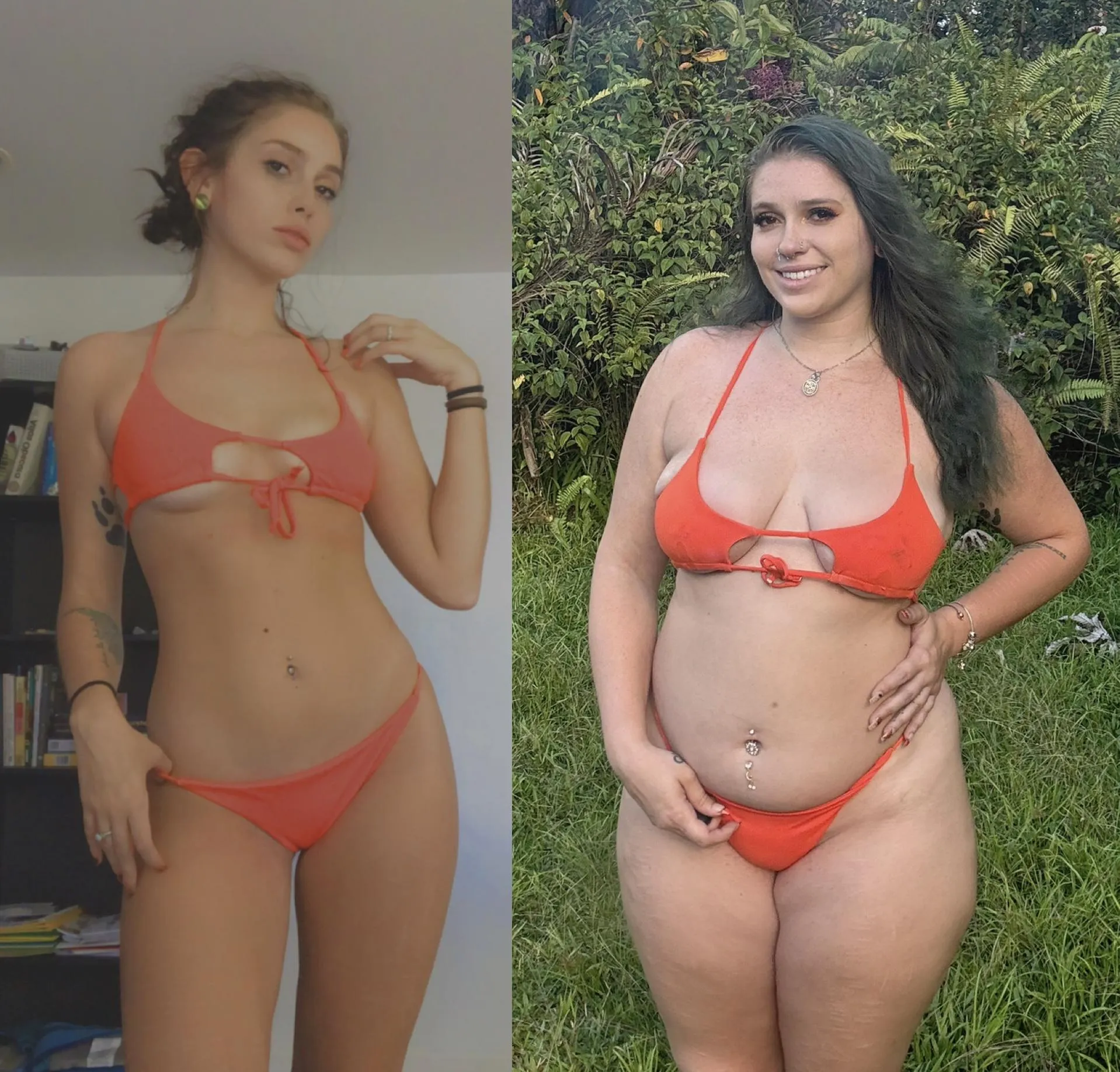 Of course we needed a festive fall bikini before and after 🥹🧡🍂✨