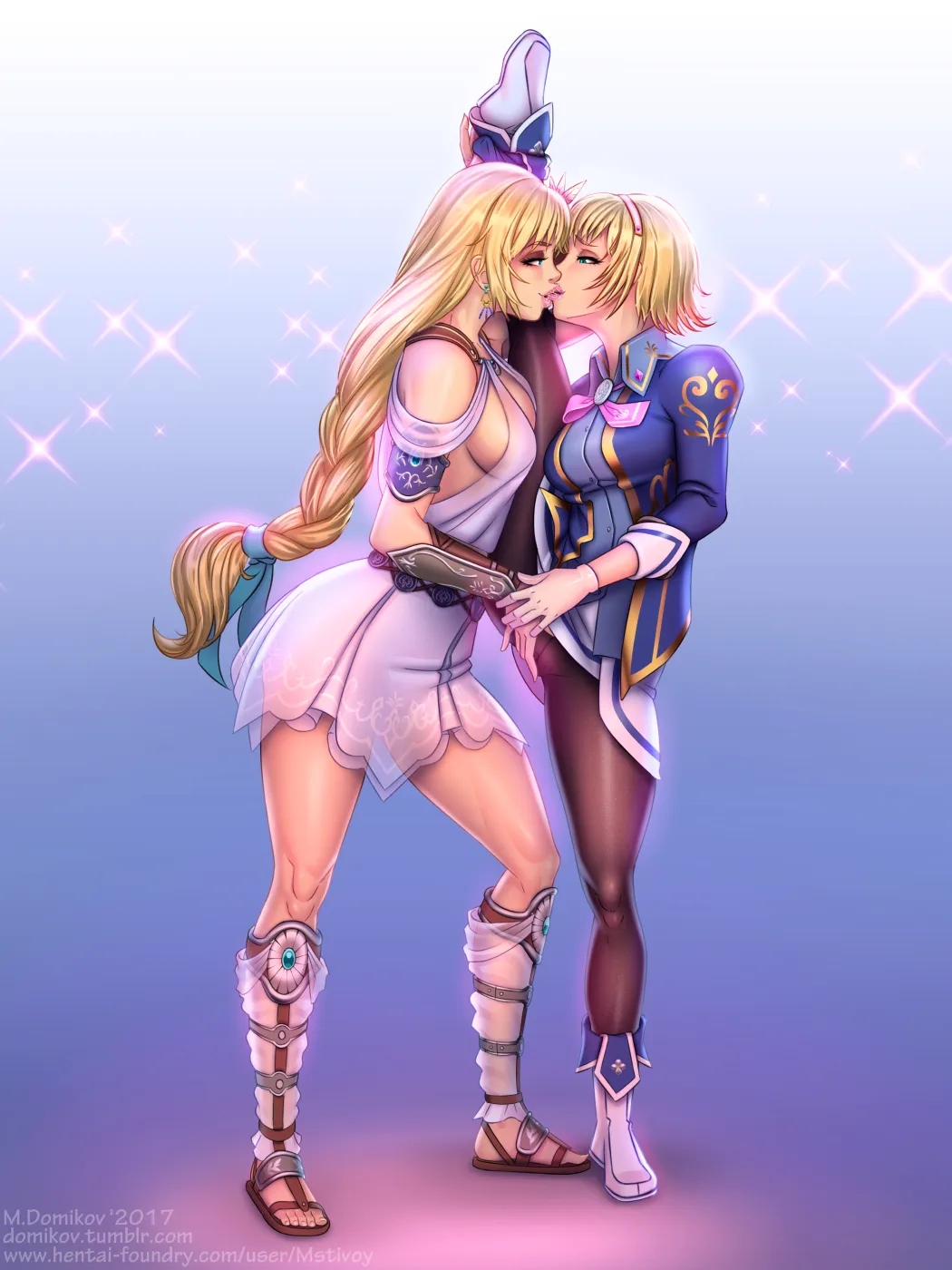 Sophitia kissed and pleased by Cassandra [Soul Caliber] (Mstivoy)