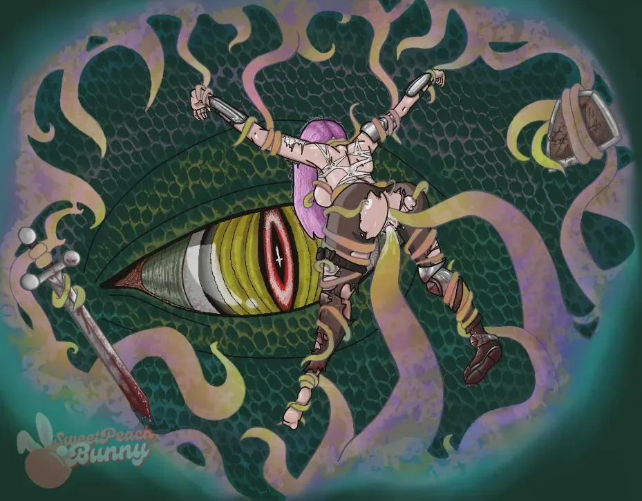 Mega tentacle monster filling her ass and pussy!