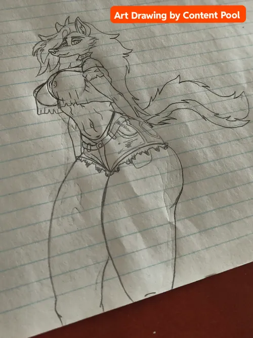 Little art drawing by (Content Pool) what do you think she's waiting on?