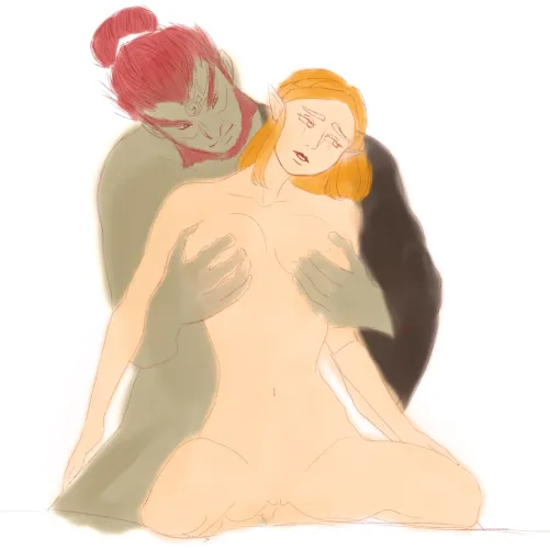 quick sketch for kinktober 1 (size difference), unfinished - art by me, nimtori on IG