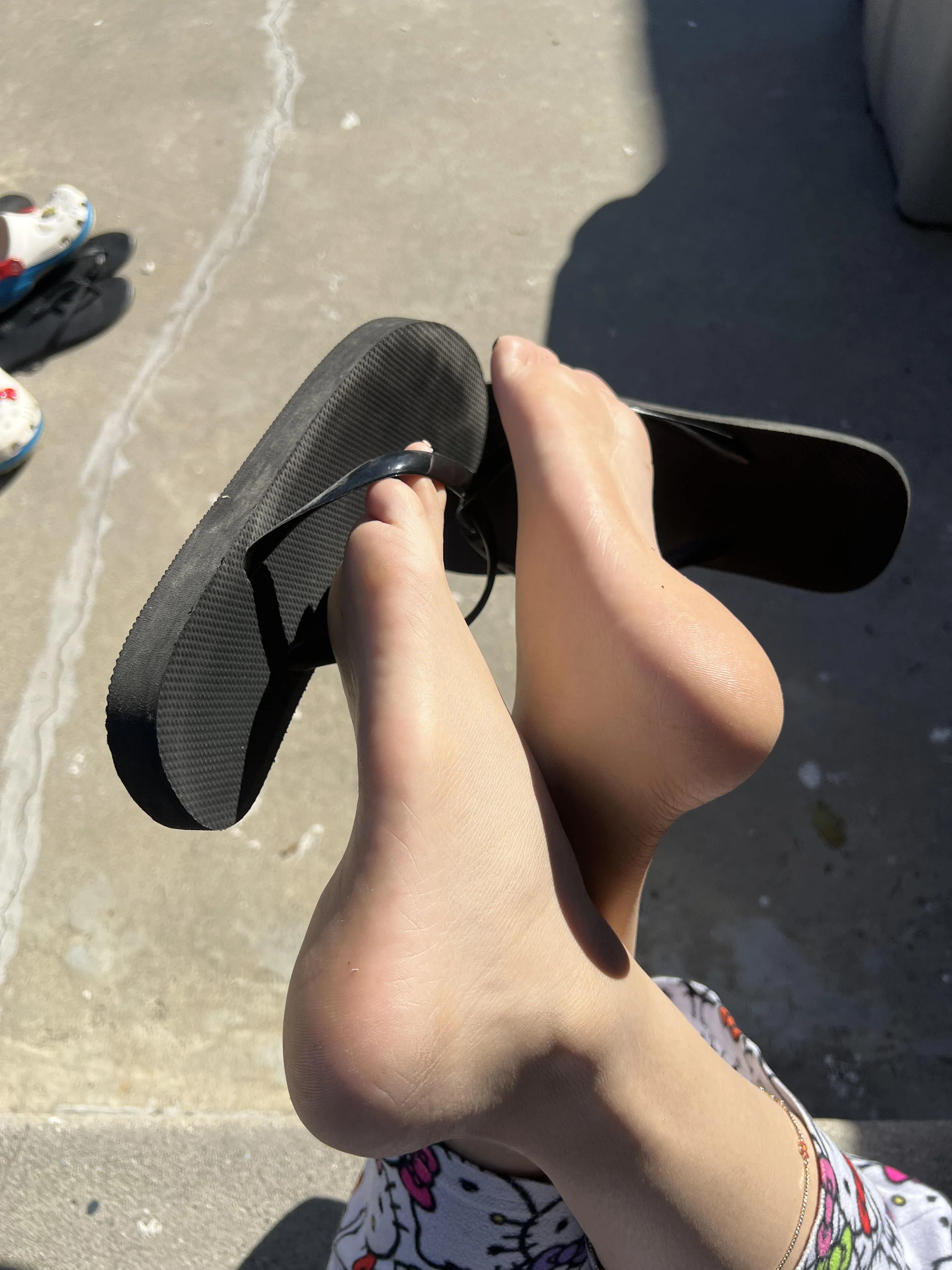 Wearing my flip flops like this so you can see my soft soles