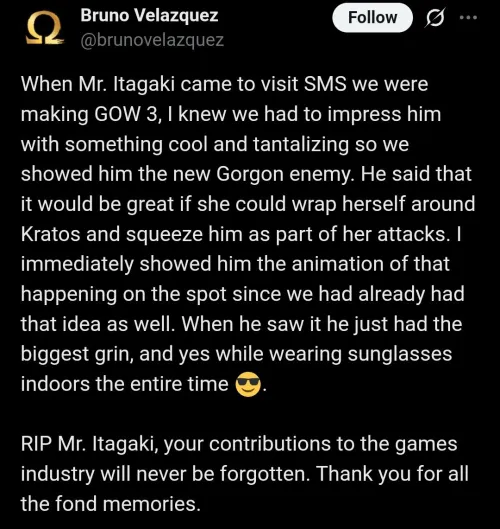 God of War director shares a story of when Tomonobu Itagaki visited Santa Monica Studios