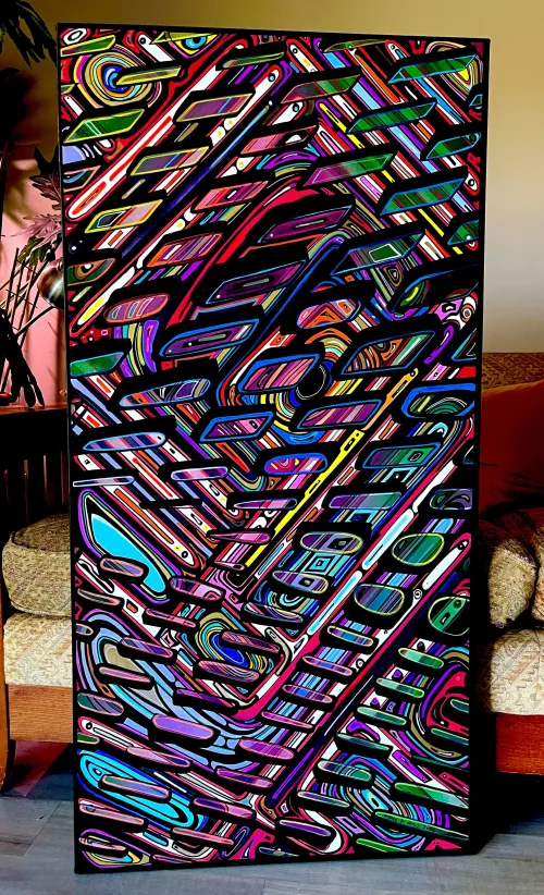 Mirror Station-Ink and Acrylic painting