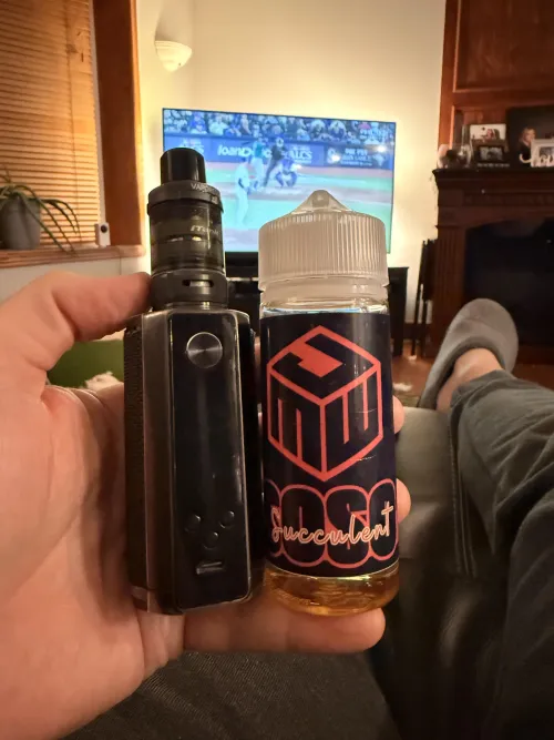 Enjoying a vape and some playoff baseball