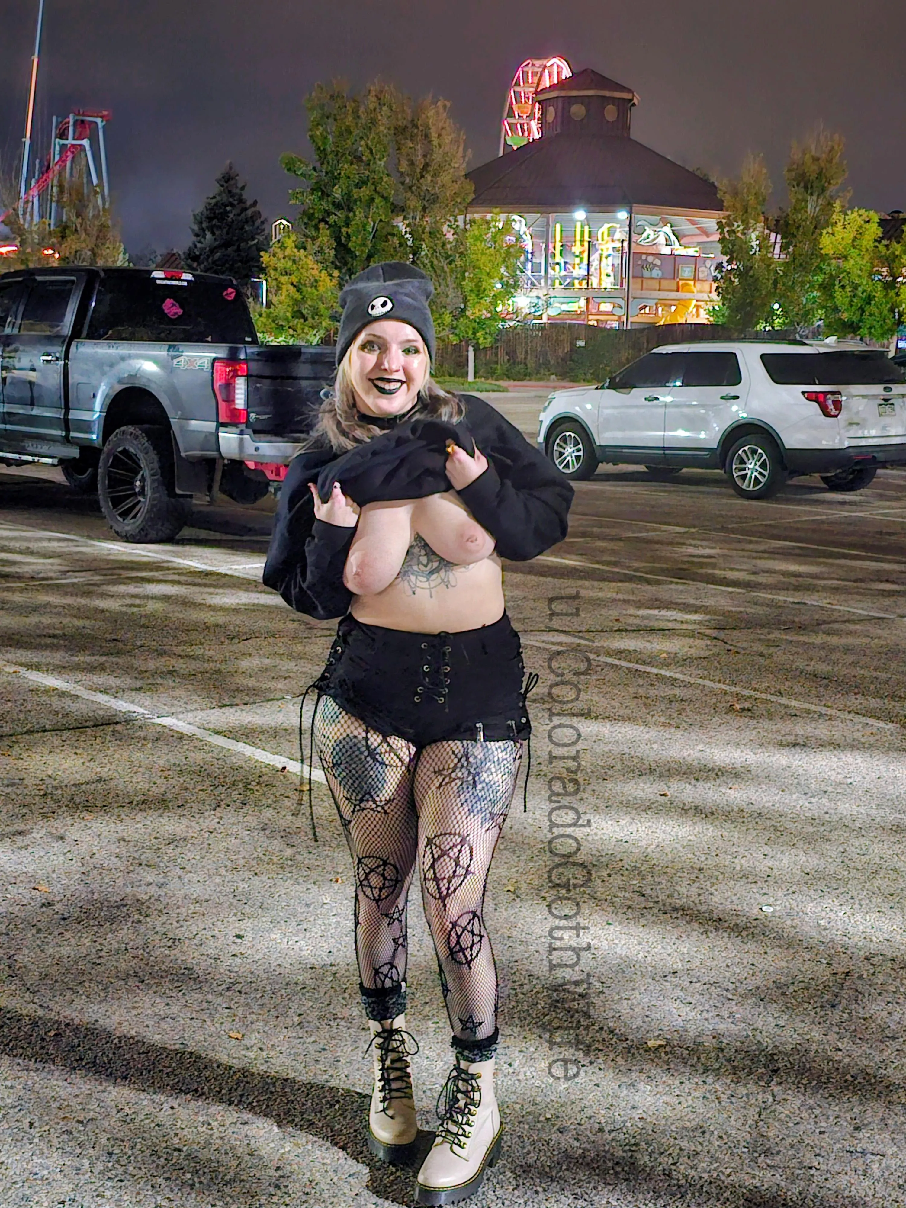 Had to show off my goth tits at Fright Fest