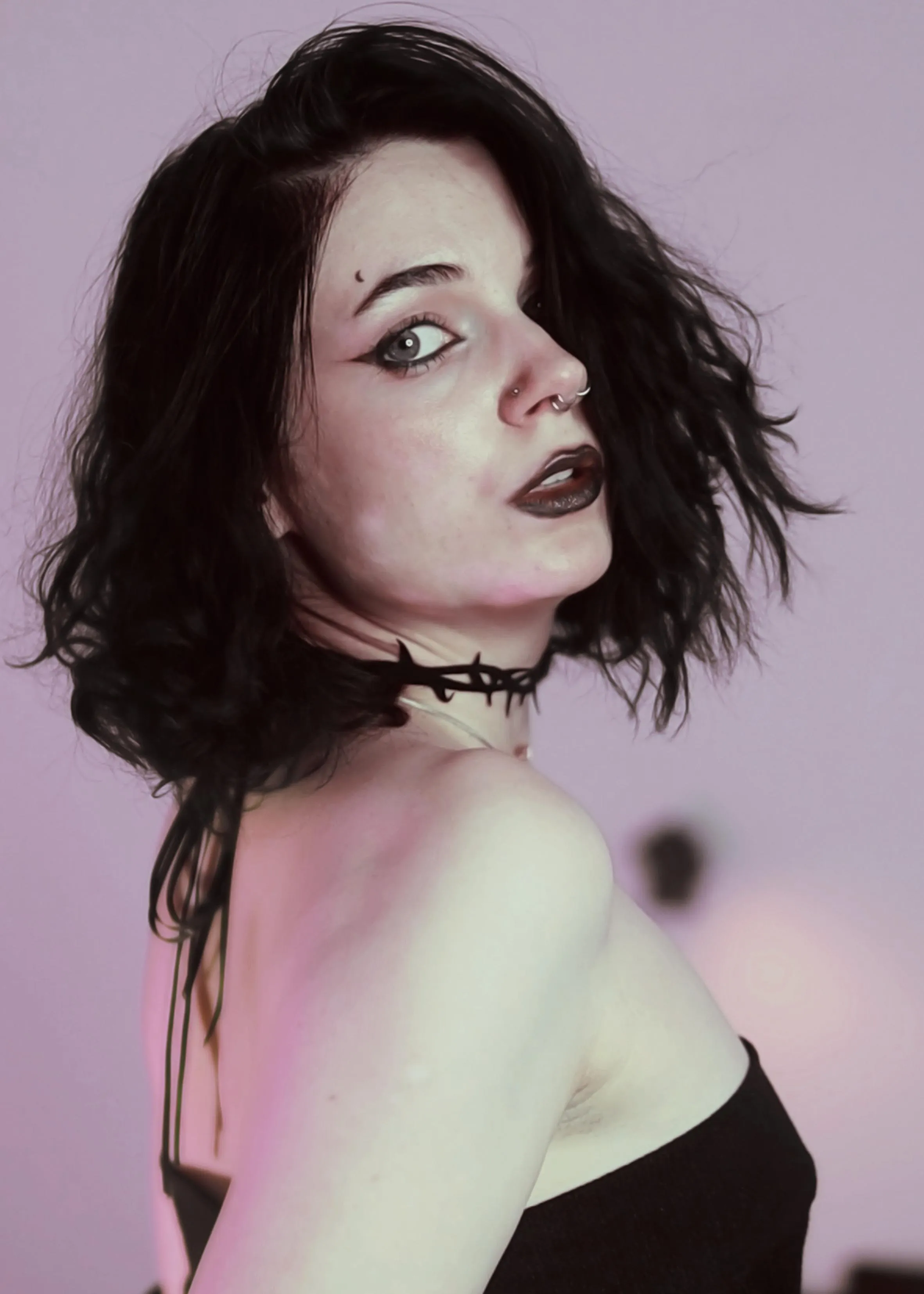 Dark lipstick always adds a touch of mystery