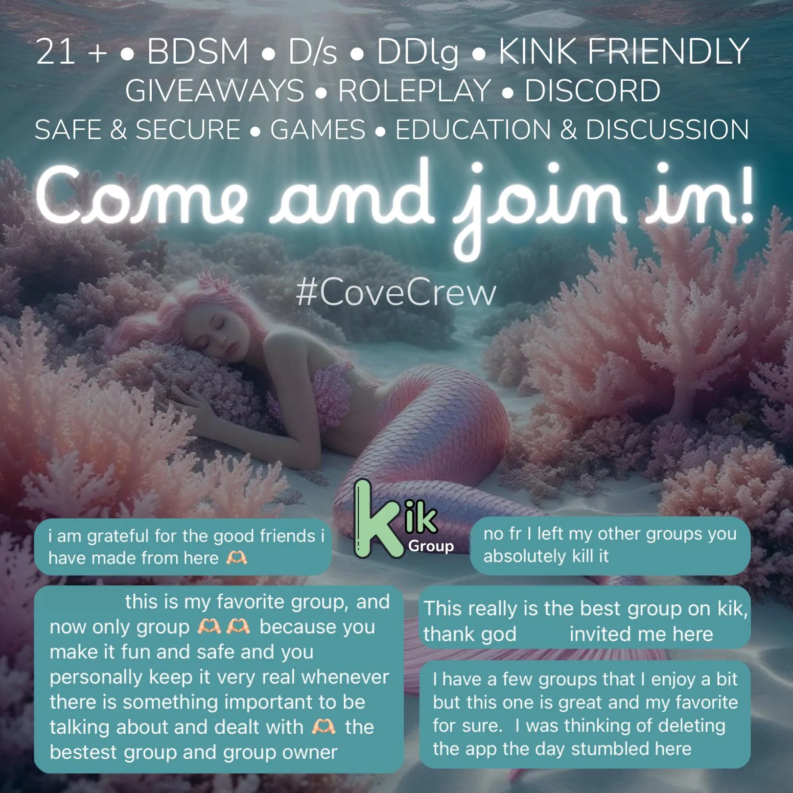 DDlg group - on Kik  - #CoveCrew for verification. Come say hi!