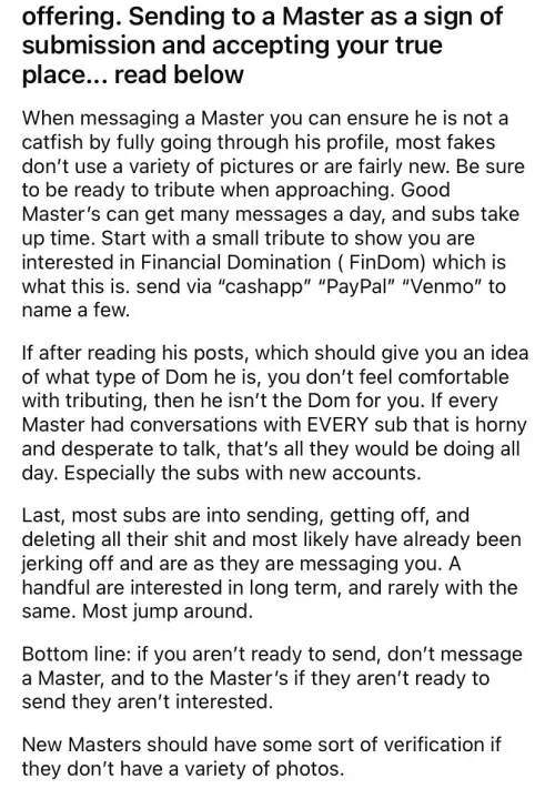Friendly reminder: Don’t waste your time on subs who aren’t ready to send. Ignore them and train them that they only get attention when they serve. If they don’t have $10 to take a chance on a Dom: 1. They don’t have any money, 2. They aren’t i