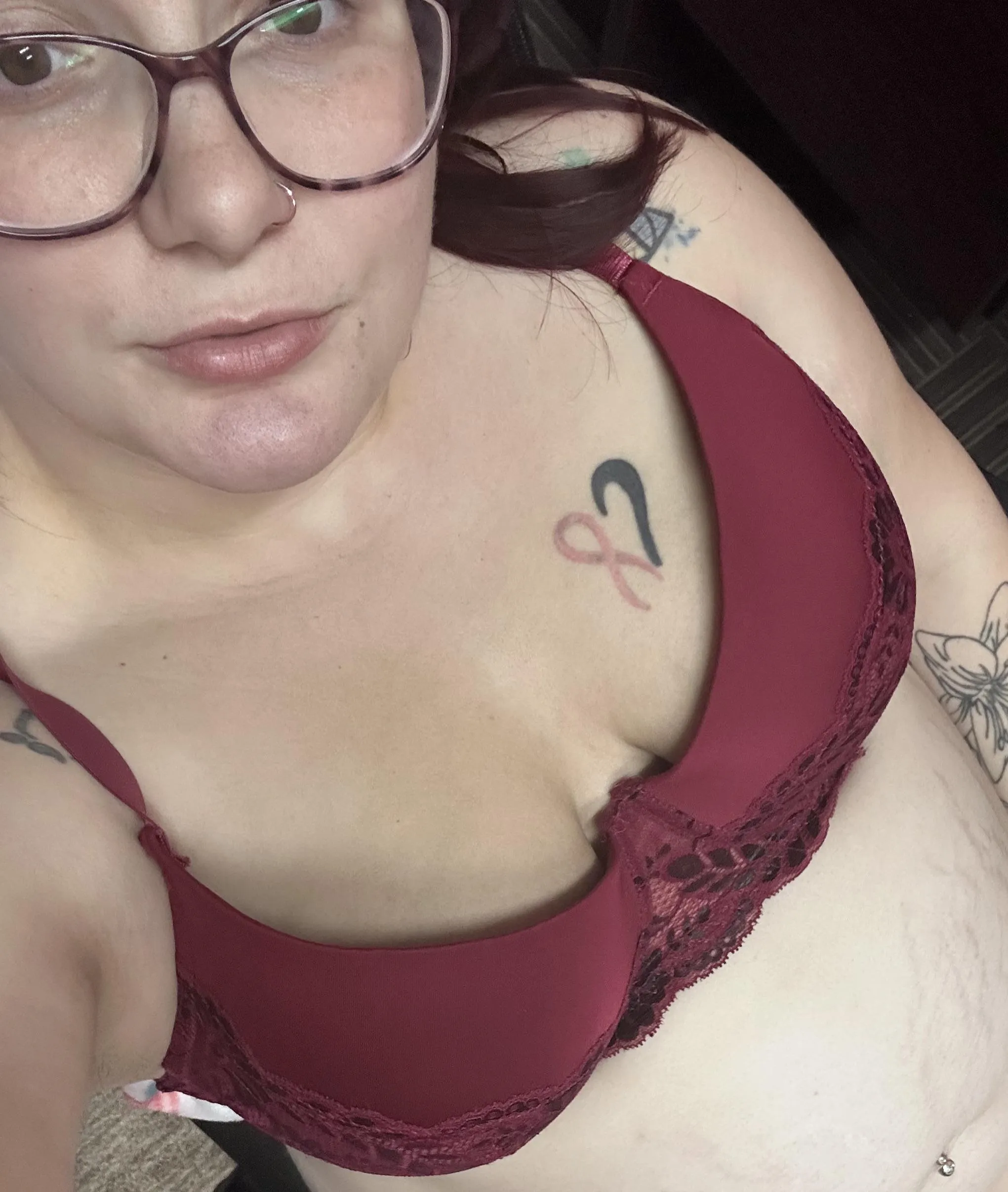 In just my new bra - at the office