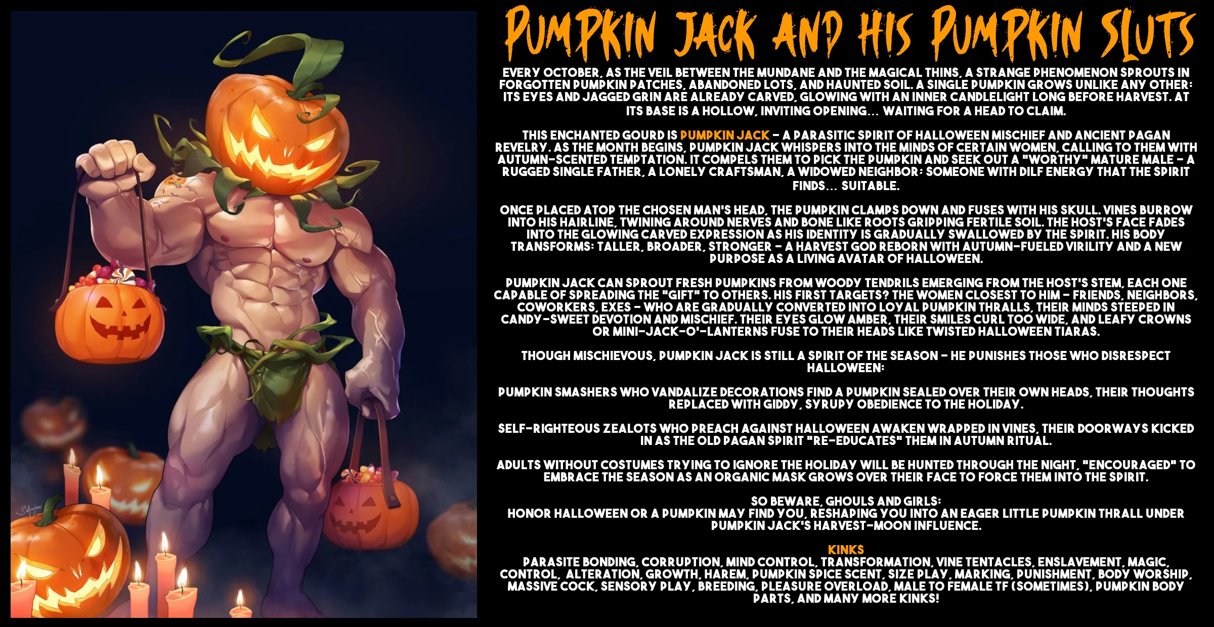 [M4F] Pumpkin Jack And His Pumpkin Sluts (A Magical Parasite Jack O Lantern RP)