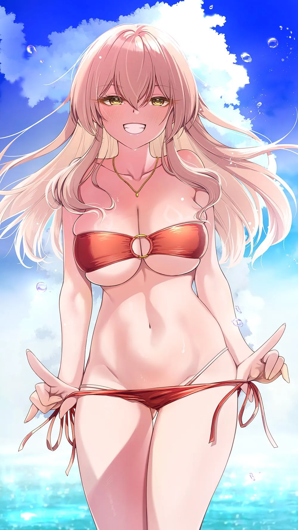 Mika teasing her midriff