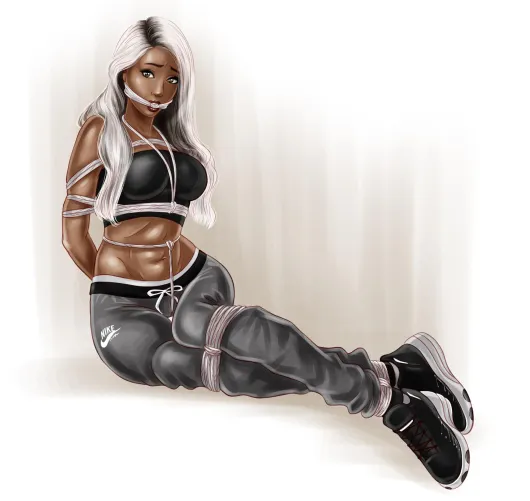 Cool girl in sweatpants kidnapped.