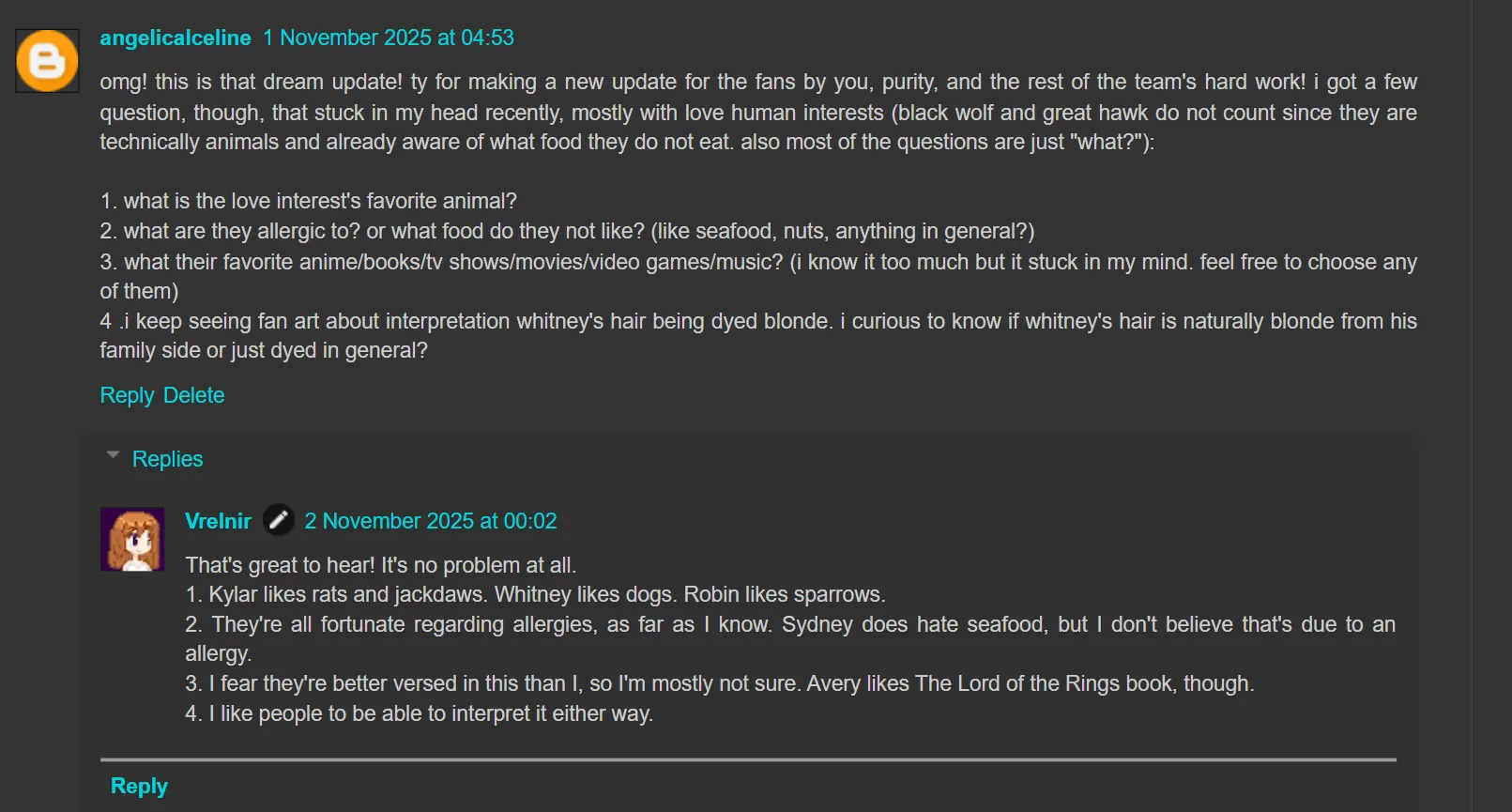 My first QNA from Vrel!