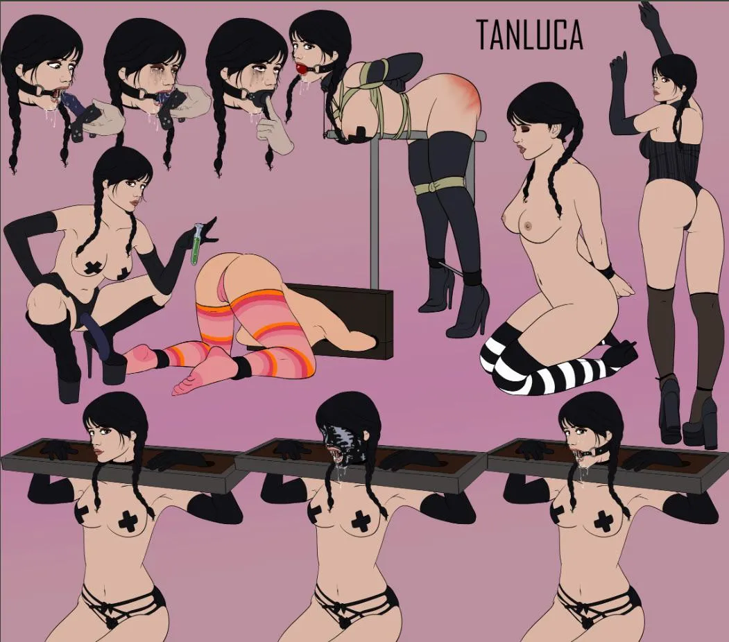 Wednesday Adams ass spanked in bondage