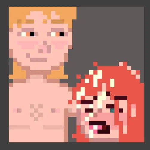 My first time making NSFW pixel art (subtle D/s, facial)