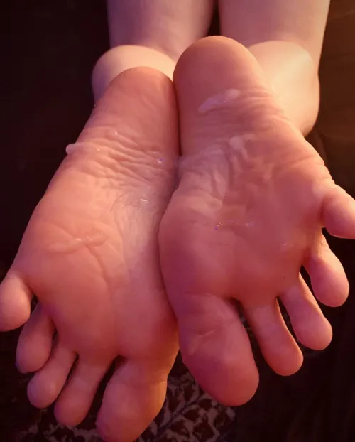 I love when he covers my feet with his cum