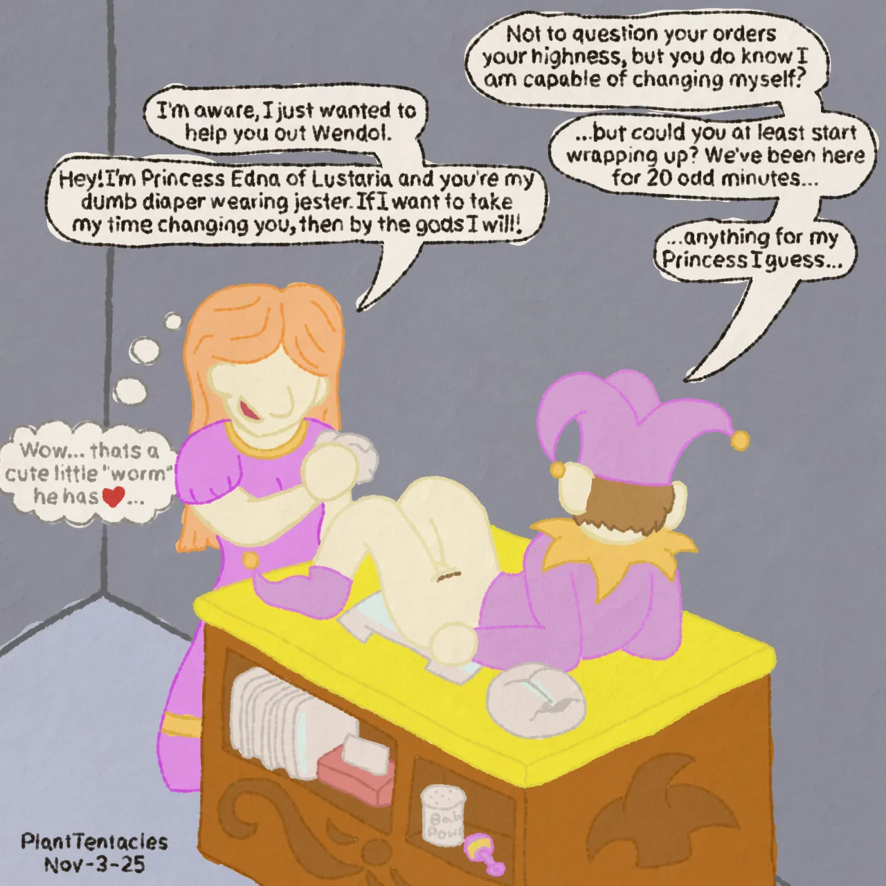 Princess Edna loves giving her subjects the royal treatment, though her motives don't appear to be simple kindness...