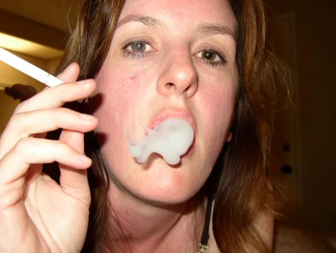 Sexy inhale and about to go down on my cock