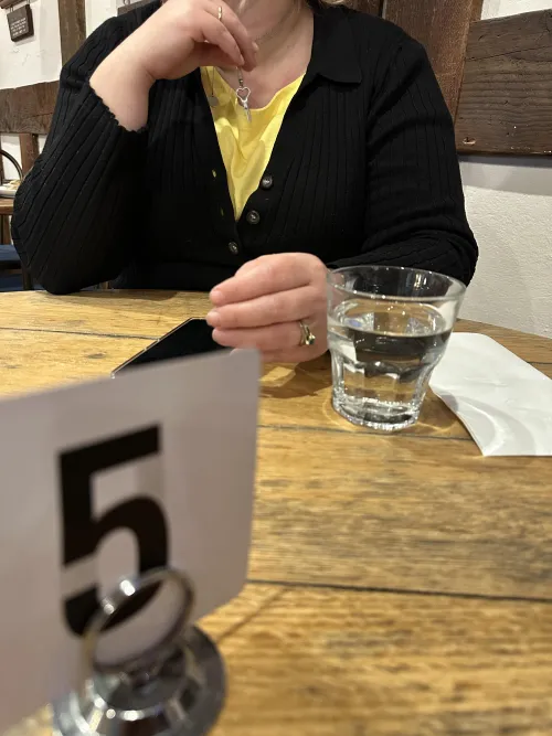 Spontaneous anniversary dinner with my wife and she suddenly starts playing with the key 🥵