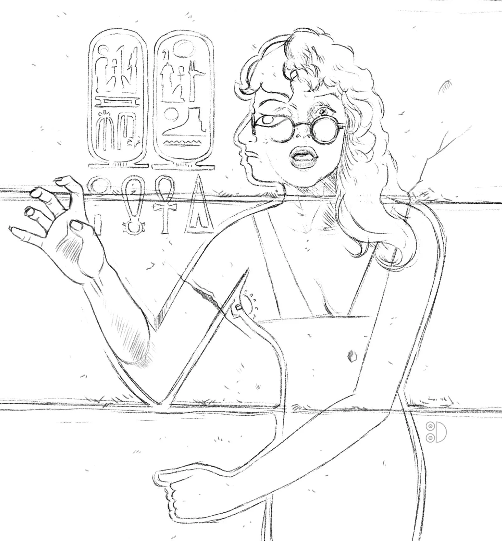 Evie from The Mummy turning into a heiroglyphic (by Tittydispenser)