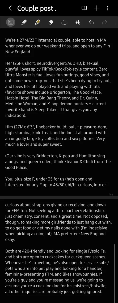 Looking for any constructive criticism on our couples post and where we could add/change anything