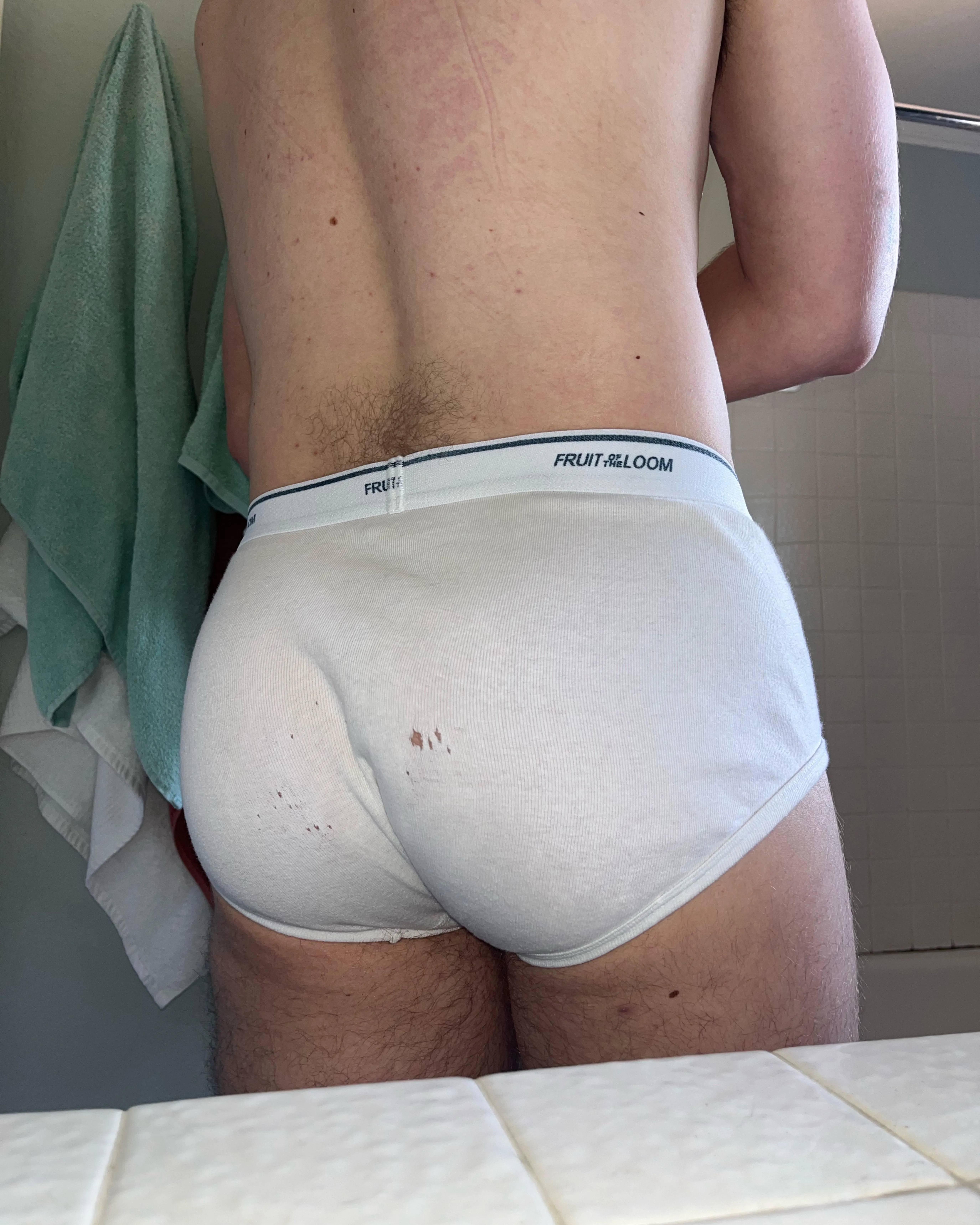 Pair from high school, I remember my friend called them butt huggers. Checks out.