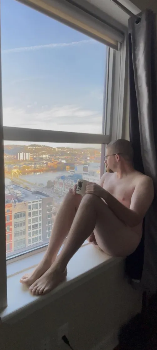 Enjoying the view and my morning coffee