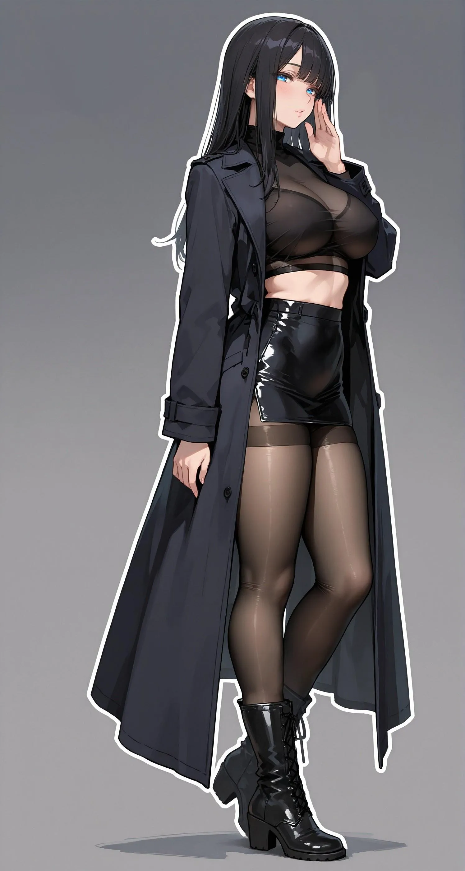 Full Black Outfit underneath her Coat