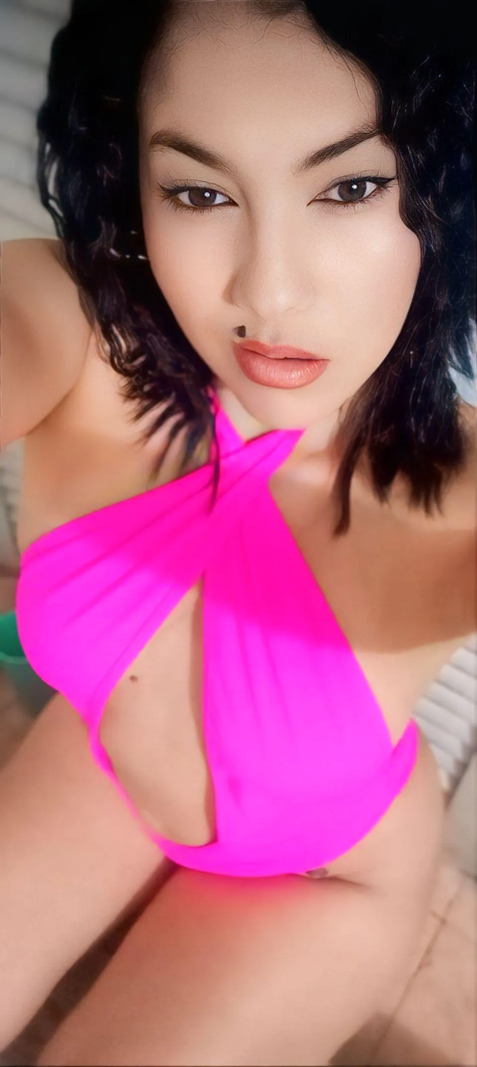 Ready to go swimming. How does this swimsuit look on me?