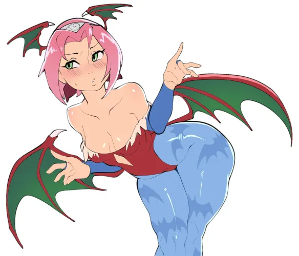 Sakura dressed as a succubus