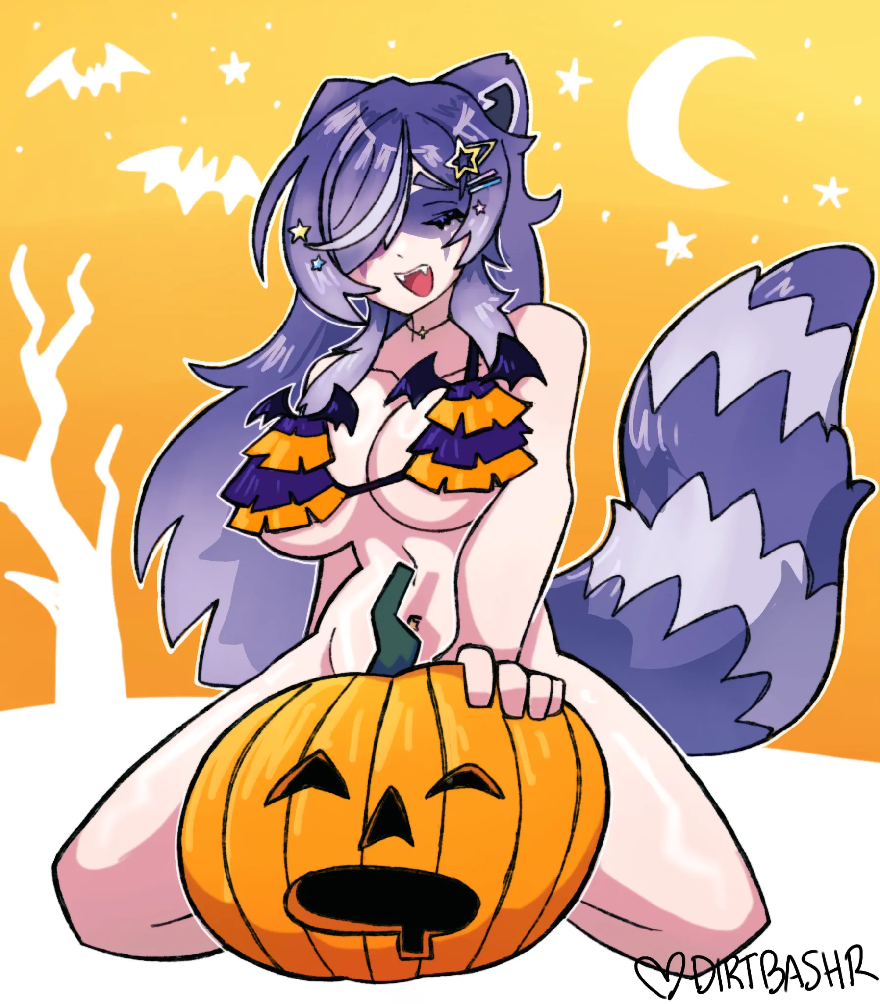 Snuffy really loves this pumpkin (dirtbashr)