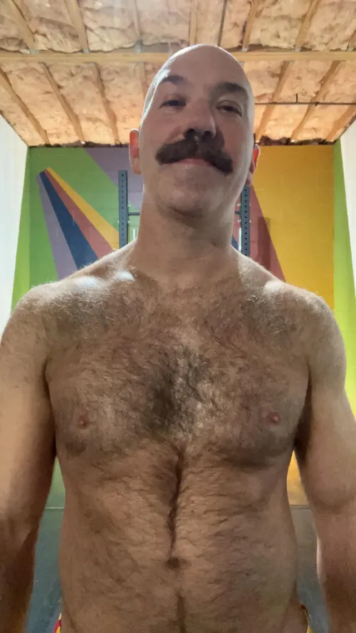 Sweaty post-workout chest pump. Nuzzle in here