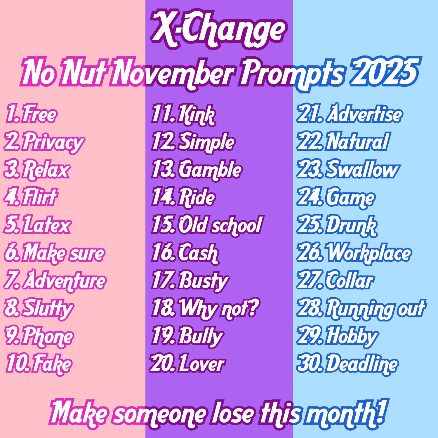 No Nut November Prompts | 2025 Edition