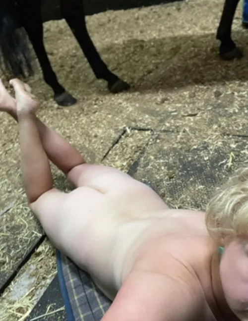 Naked in the stables