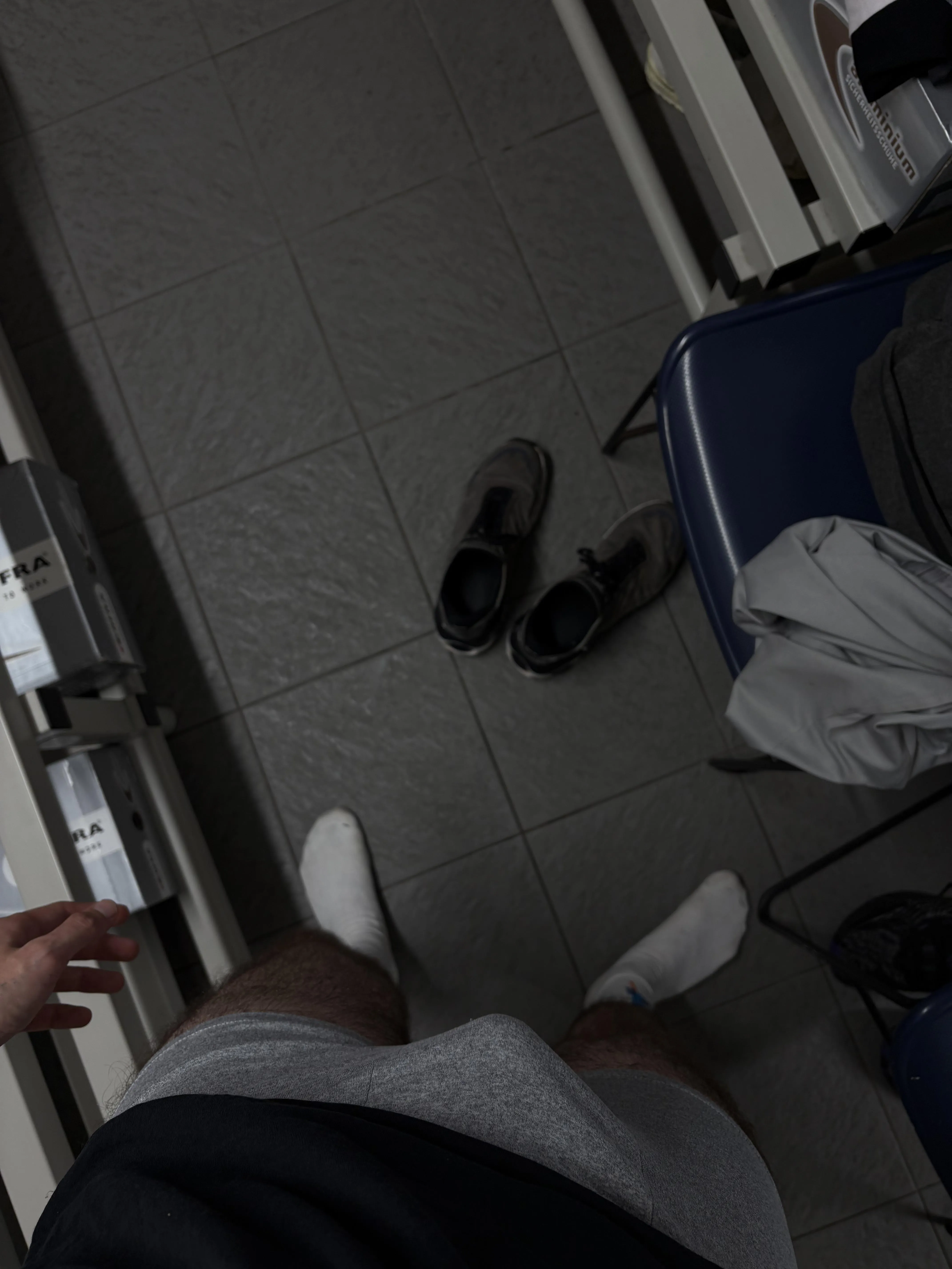 Chitchat with coworker in underwear