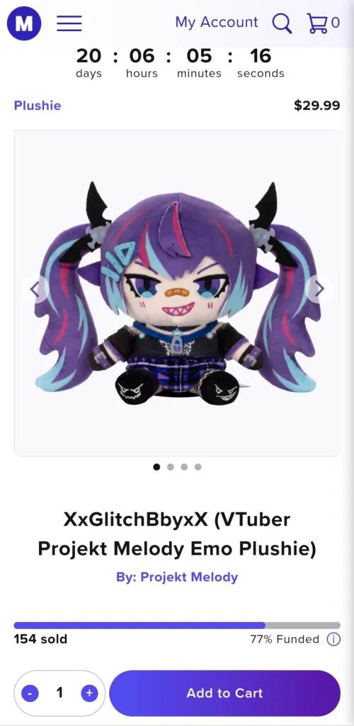 Mel's makeship plush at 77% funding