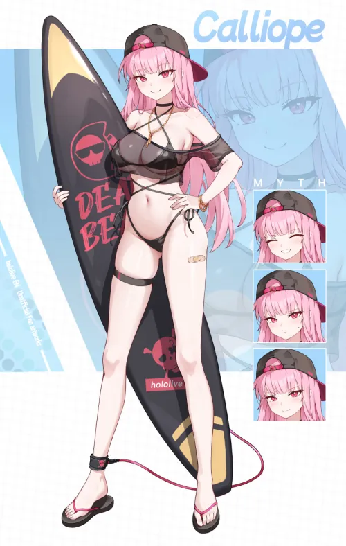 Mori Calliope with surf board