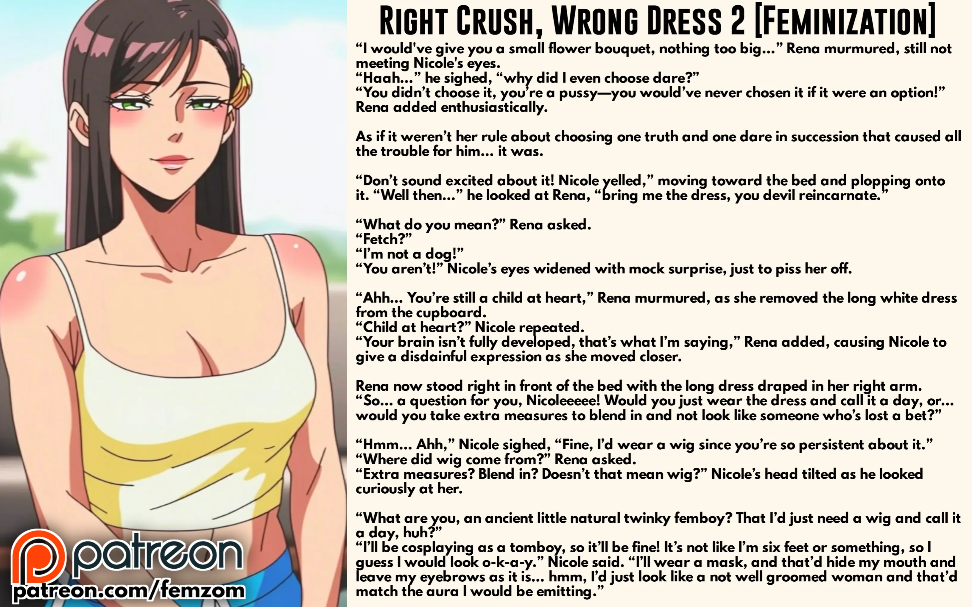 Right Crush, Wrong Dress 2 Feminization Caption