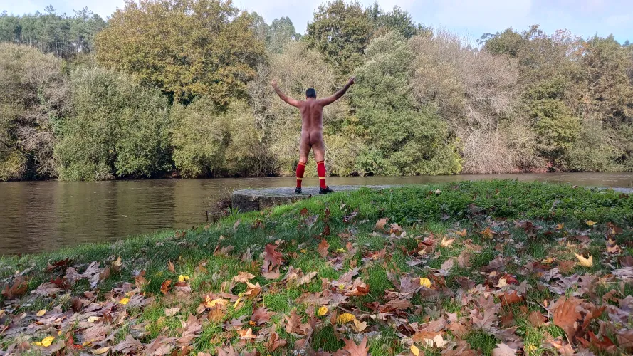 Nude freedom. Autumn nudism