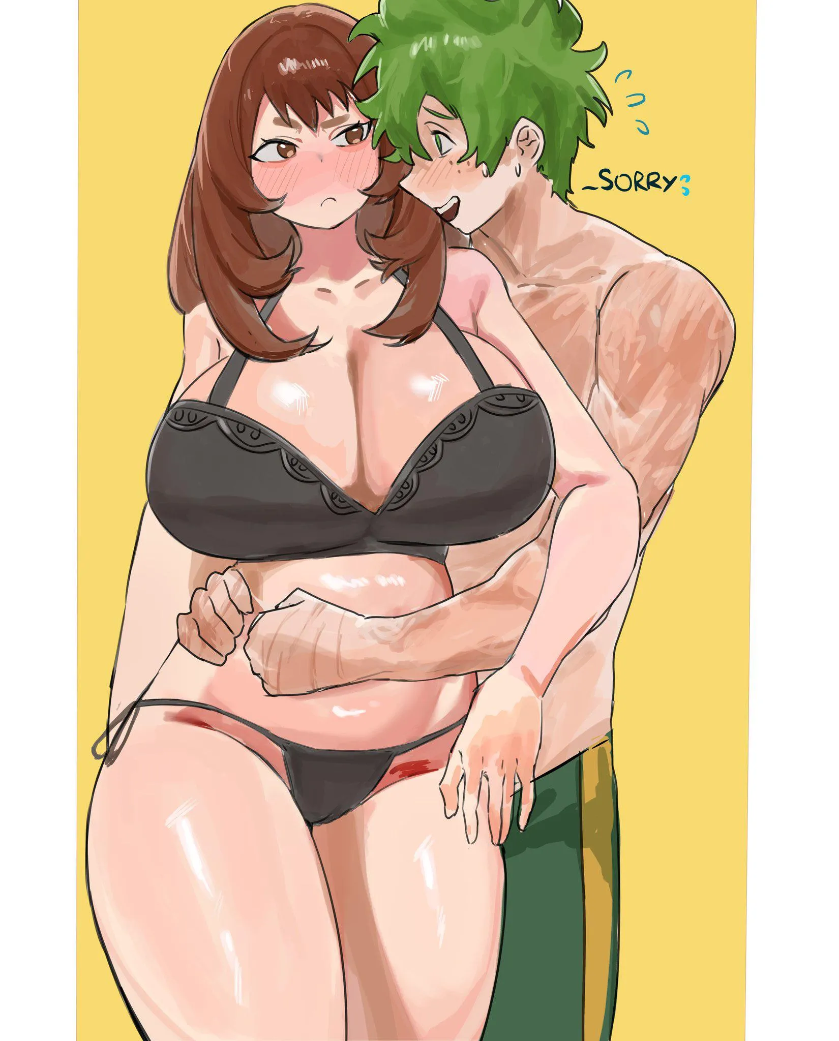 Ochako’s MILF upgraded body in lingerie with Izuku (Nyan_somoe) [My Hero Academia]