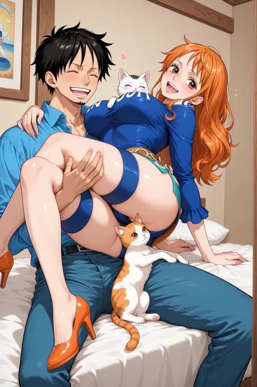 Sanji dyes his hair black so that Nami-san will allow him to meet her pretty little kitty