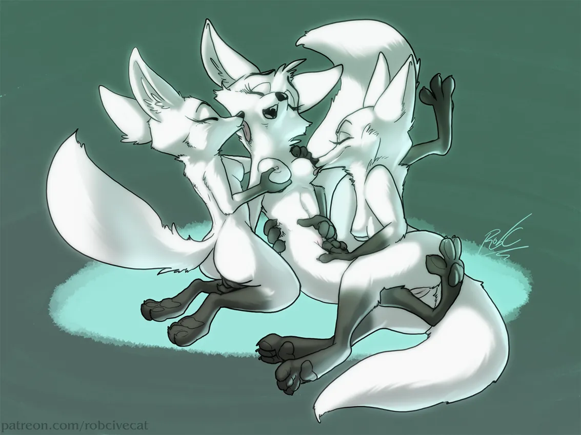 Arctic vixen masseuse trio in action. (Credit: Robcivecat)