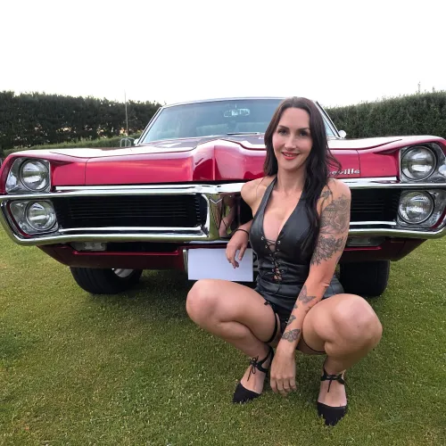 Me, the car or me bent over the car?