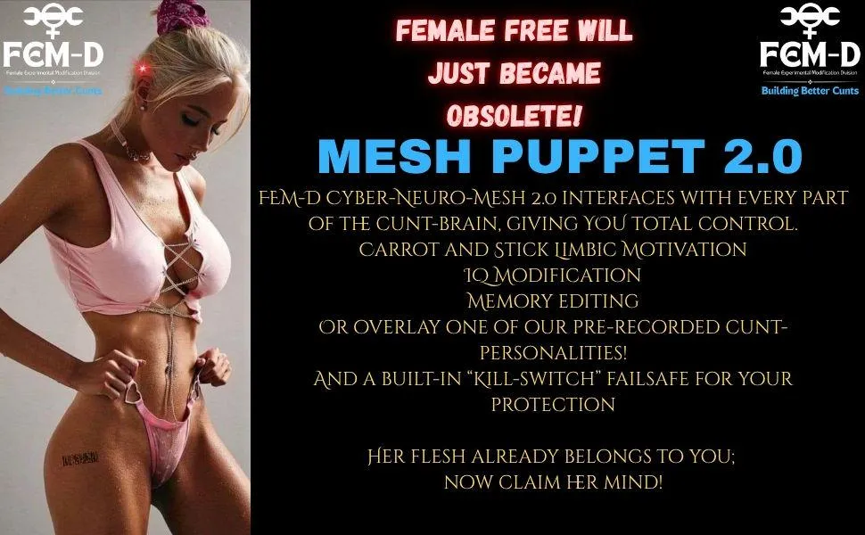 FEM-D Product Launch: Mesh Puppet 2.0! Cunt free will is obsolete!